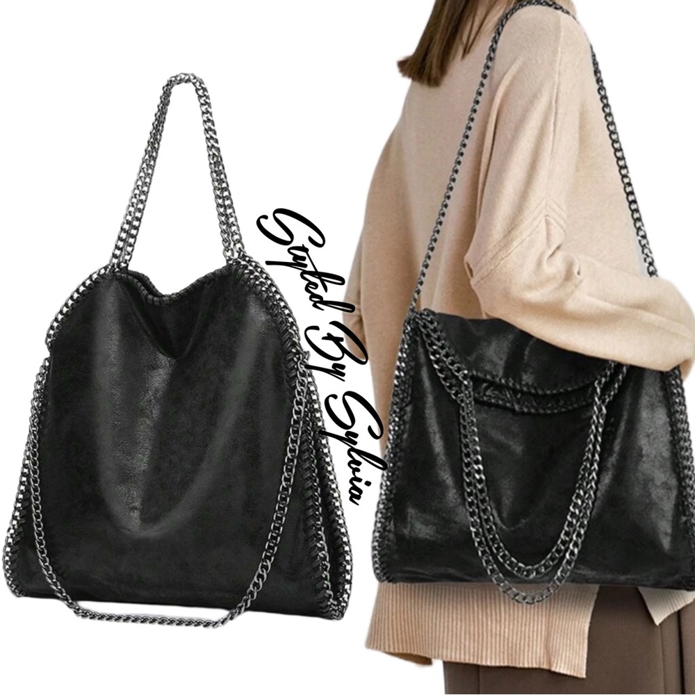 The STELLA Black Chained Handbag Shoulder Hobo - BRAND NEW BOUTIQUE ITEM